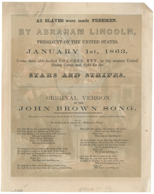 "Freedom to the Slave" – Rare Civil War Broadsheet Recruiting African Americans for the Union Army