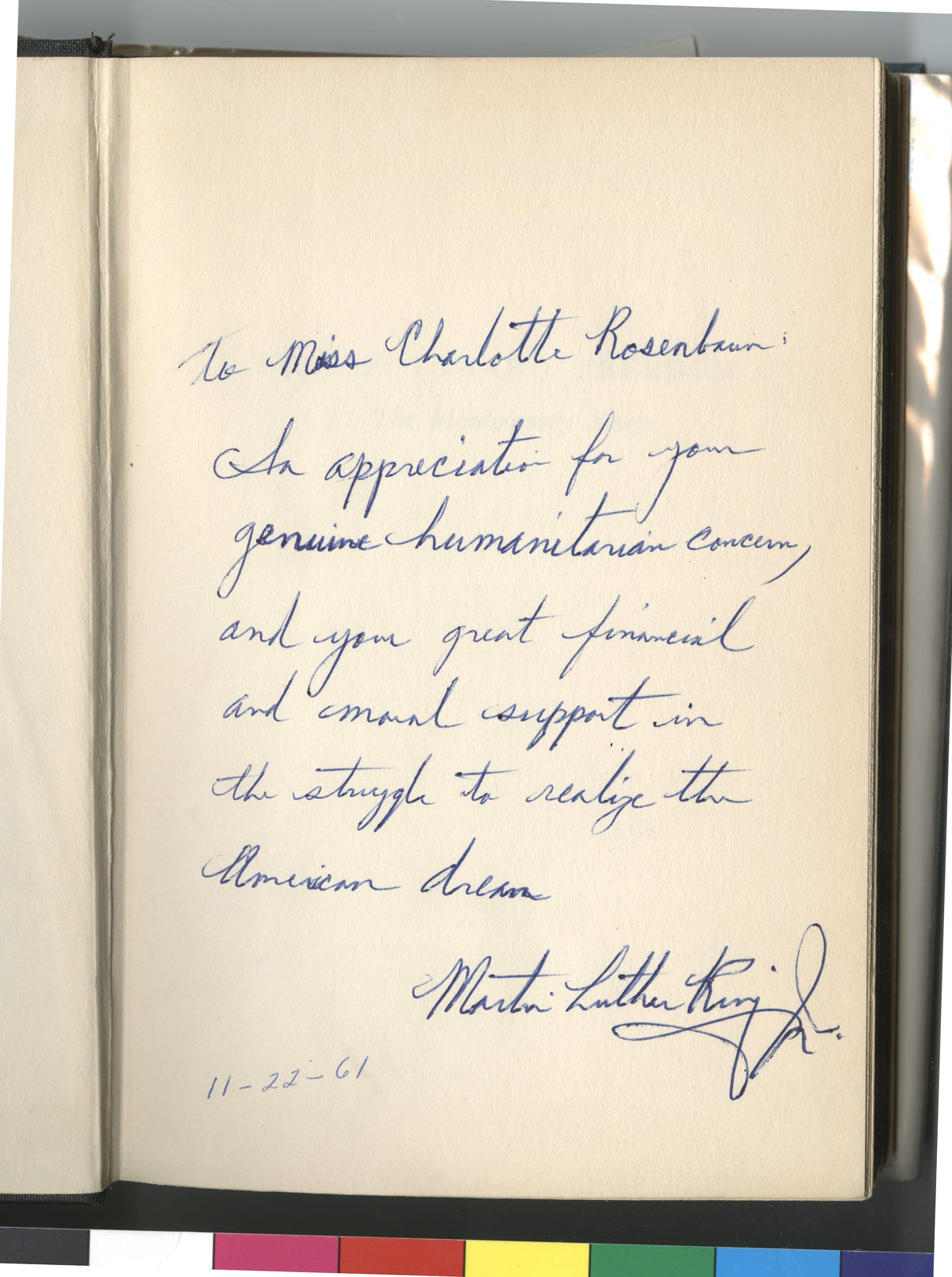 Martin Luther King Jr. Signed & Inscribed "Stride Toward Freedom" – to a Donor of the N.A.A.C.P. Legal Defense Fund