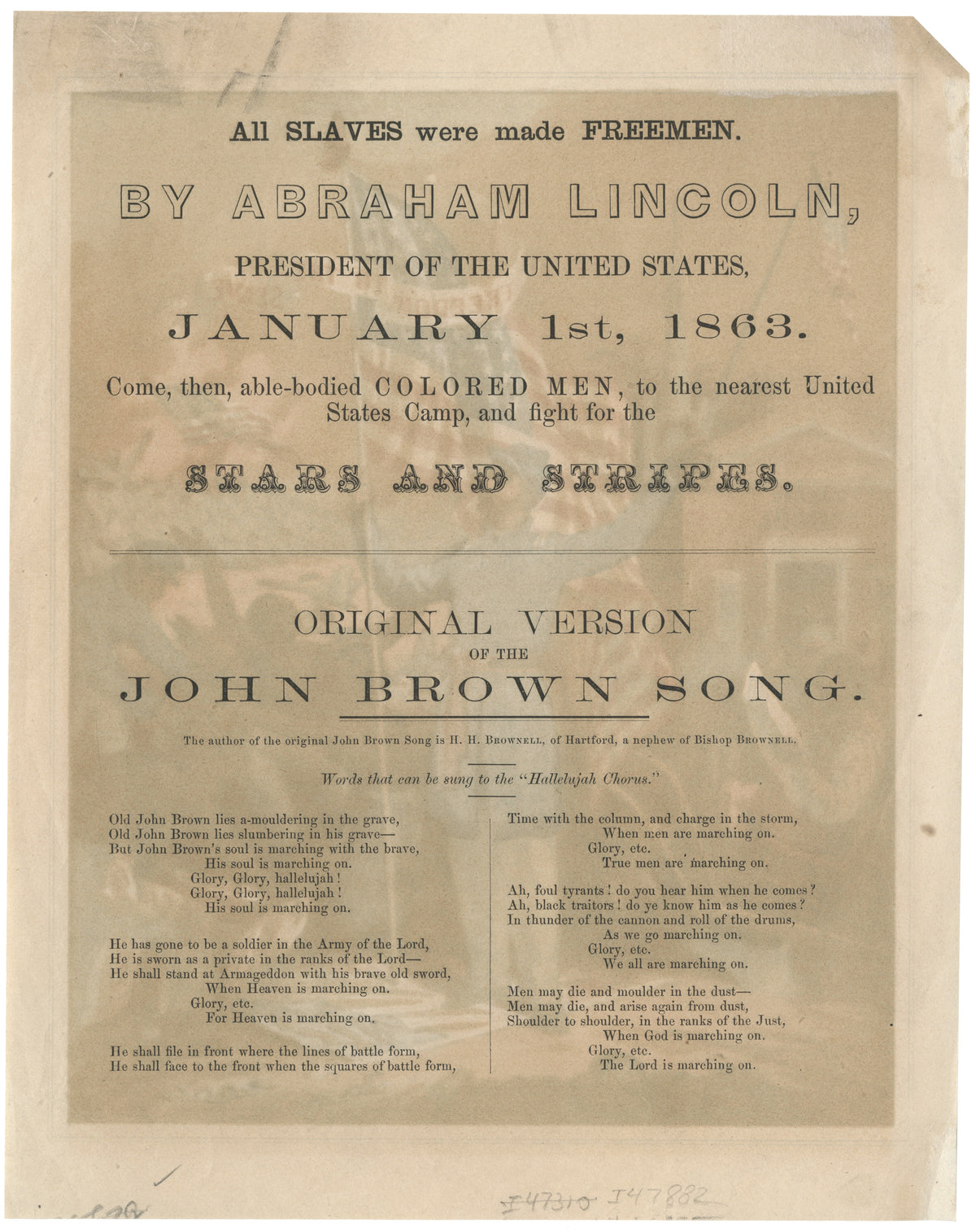 "Freedom to the Slave" – Rare Civil War Broadsheet Recruiting African Americans for the Union Army