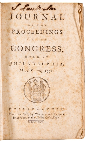 Declaration Signer and Connecticut Governor Samuel Huntington’s Signed Second Continental Congress Journal, 1775